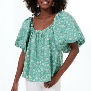 Hyacinth House green floral Emmy blouse